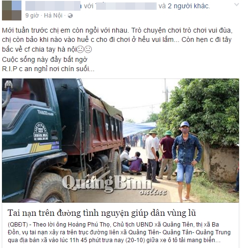 Bạn bè xót thương nữ tình nguyện viên tử nạn khi về giúp đỡ bà con vùng lũ - Ảnh 4.