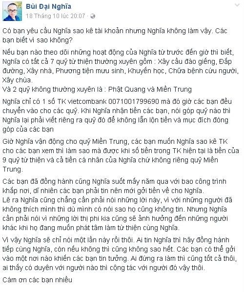 Đại Nghĩa lên tiếng minh oan tiền từ thiện, Đại nghĩa đáp trả thị phi ăn chặn tiền, diễn viên hài Đại Nghĩa, Đại Nghĩa, lên tiếng minh oan, nghi án ăn chặn quỹ từ thiện, quỹ từ thiện miền Trung, MC Phan Anh, MC Đại nghĩa