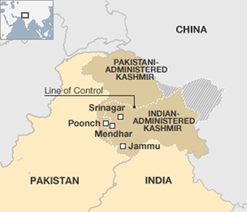 Khu vực cao nguyên Kashmir. Đồ họa: BBC.