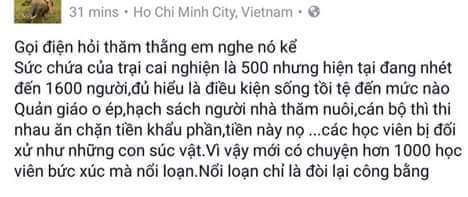 Một đoạn chia sẻ lan truyền trên facebook