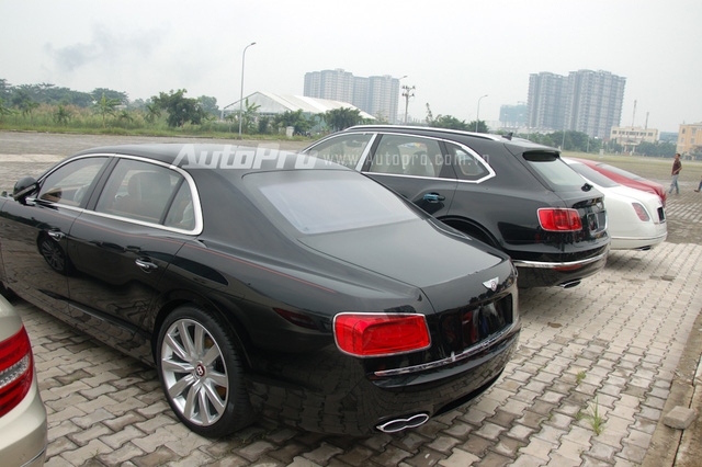  Bentley Continental Flying Spur là mẫu sedan sang trọng khá được ưa chuộng tại thị trường Việt Nam. Ở thế hệ mới, mẫu xe này được đổi tên thành Bentley Flying Spur đồng thời chia thành 2 phiên bản sử động cơ V8 và W12. Nếu như phiên bản W12 sử dụng ống xả hình oval thì Flying Spur V8 đi kèm ống xả kép. Ngoài ra, logo Bentley của bản V8 có nền sơn màu đỏ thay cho màu đen của bản W12 cũng là dấu hiệu nhận biết đơn giản. 