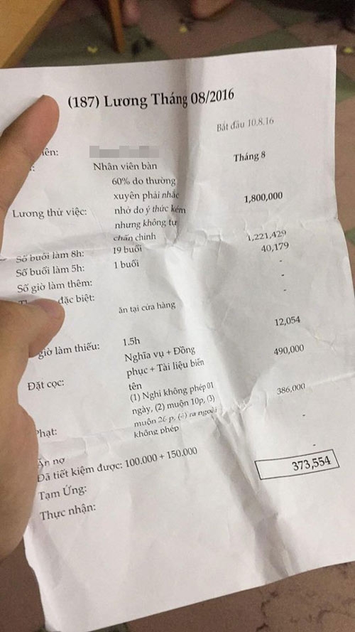 nam thanh niên tố chủ quán, bức xúc chuyện nam thanh niên bị trừ lương, đi làm thêm bị trừ lương, công việc làm thêm