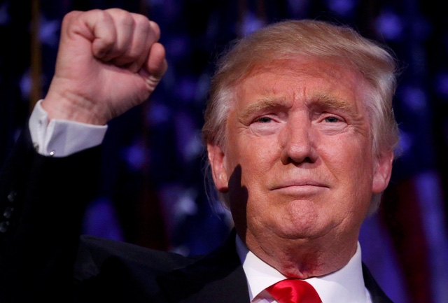  Tỷ phú Donald Trump xuất hiện đêm ngày 8/11 sau chiến thắng lịch sử trong cuộc bầu cử tổng thống. (Ảnh: Reuters) 