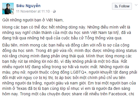 Du hoc sinh Viet o My bi tan cong sau bau cu hinh anh 1