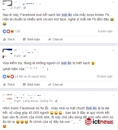 Hàng loạt tài khoản Facebook hot mất sub ảo