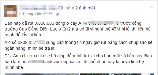 Dân mạng dè bỉu người đàn ông nhặt 3 triệu đồng ở bốt ATM tìm người trả lại, 2 ngày sau, sự thật mới sáng - Ảnh 1.