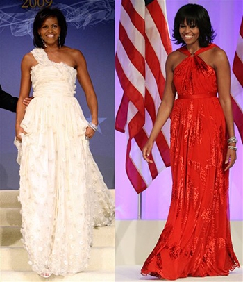Hai bộ váy của Jason Wu được bà Michelle Obama mặc tại tiệc khiêu vũ sau lễ nhậm chức của chồng năm 2009