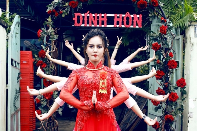 Co dau, chu re Can Tho tao dang vui nhon trong le an hoi hinh anh 3