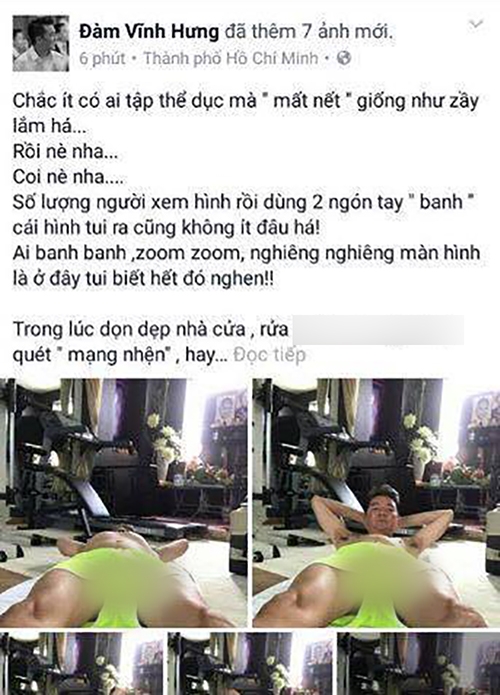 Đàm Vĩnh Hưng khiến khán giả nóng mặt vì đăng hình tập thể dục với tư thế phản cảm - Ảnh 1.