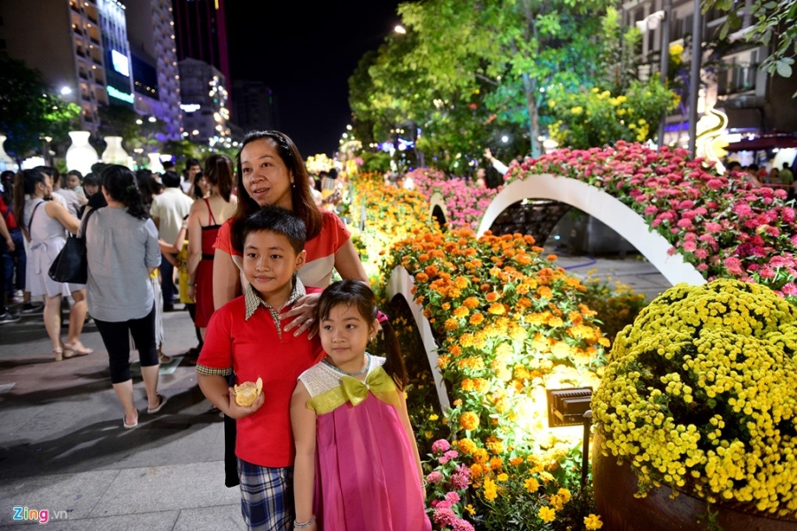 Vuot rao vao 'mot' hoa o pho di bo Nguyen Hue dem be mac hinh anh 3
