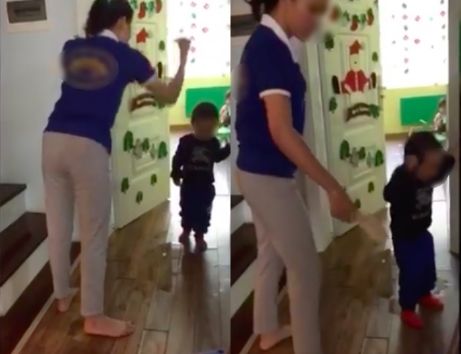 Hà Nội: Clip nhiều bé bị cô giáo mầm non dùng dép đánh vào đầu, nhéo tai chửi mắng gây phẫn nộ - Ảnh 1.