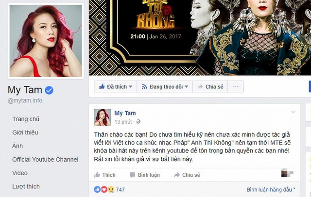  Nội dung công bố rút MV Anh thì không khỏi Youtube đã bị xóa bỏ 