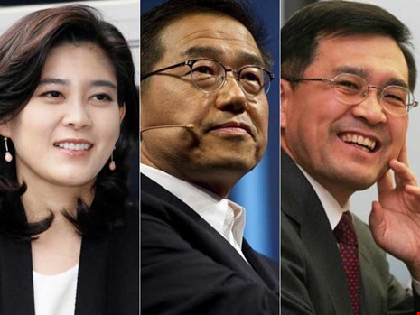 Ba nhân vật sáng giá tiếp quản vị trí lãnh đạo Tập đoàn Samsung (từ trái qua): Cô Lee Boo-jin (46 tuổi), Chủ tịch và Tổng Giám đốc khách sạn Shilla; ông Choi Gee-sung (66 tuổi), Phó Chủ tịch Samsung Electronics; ông Kwon Oh-hyun (64 tuổi), Phó Chủ tịch và Tổng Giám đốc Samsung Electronics. Ảnh: YONHAP