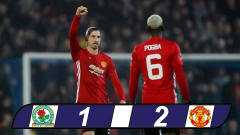 Ibra tỏa sáng, M.U ngược dòng chật vật trước Blackburn