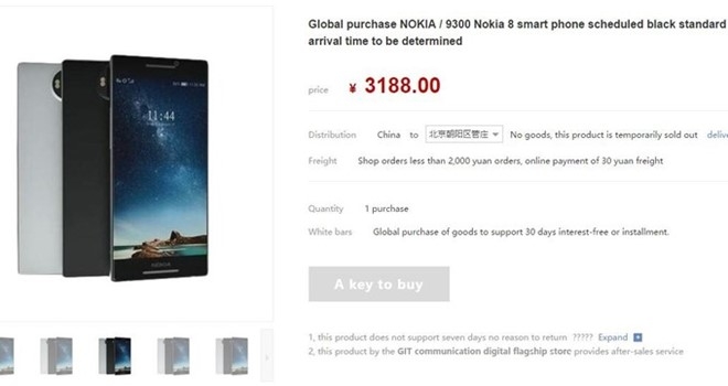 Nha ban le Trung Quoc nhan dat truoc Nokia 8 gia 465 USD hinh anh 1