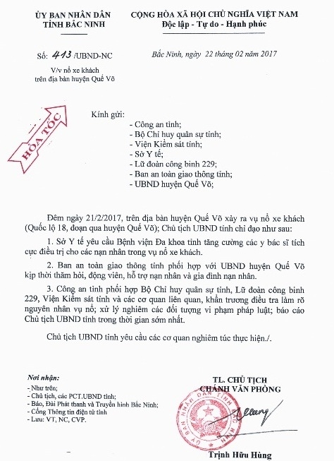 chu tich tinh bac ninh chinh thuc thong tin ro vu no xe khach hinh anh 2