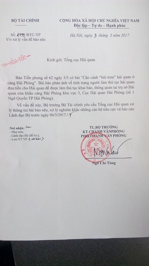 Bộ Tài chính lên tiếng vụ hải quan nhận tiền “bôi trơn“ ảnh 1