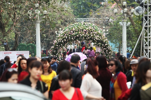 chi em chen nhau tao dang trong le hoi hoa hong hinh anh 2