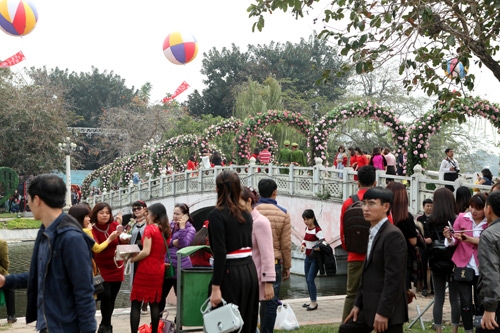 chi em chen nhau tao dang trong le hoi hoa hong hinh anh 7