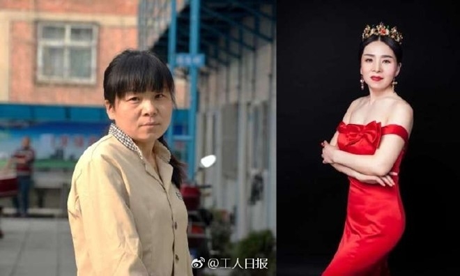 Nu cong nhan ngheo lan dau duoc mac dep chup anh ky niem 8/3 hinh anh 1