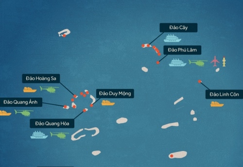 Trung Quốc xây phi pháp những gì tại quần đảo Hoàng Sa? Nhấn vào hình để xem chi tiết. Đồ hoạ: Tiến Thành