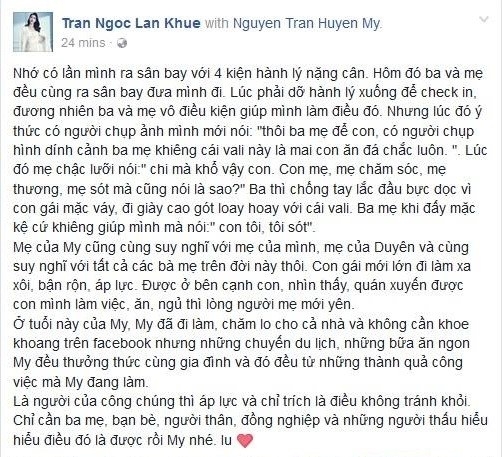 Lan Khue benh vuc Huyen My giua tranh cai de me day hanh ly hinh anh 1