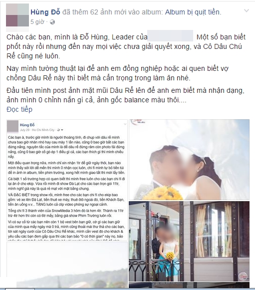  Nhiếp ảnh tố cặp vợ chồng bùng 5,3 triệu tiền chụp ảnh cưới: 7 lần đòi là 7 lần hẹn - Ảnh 10.