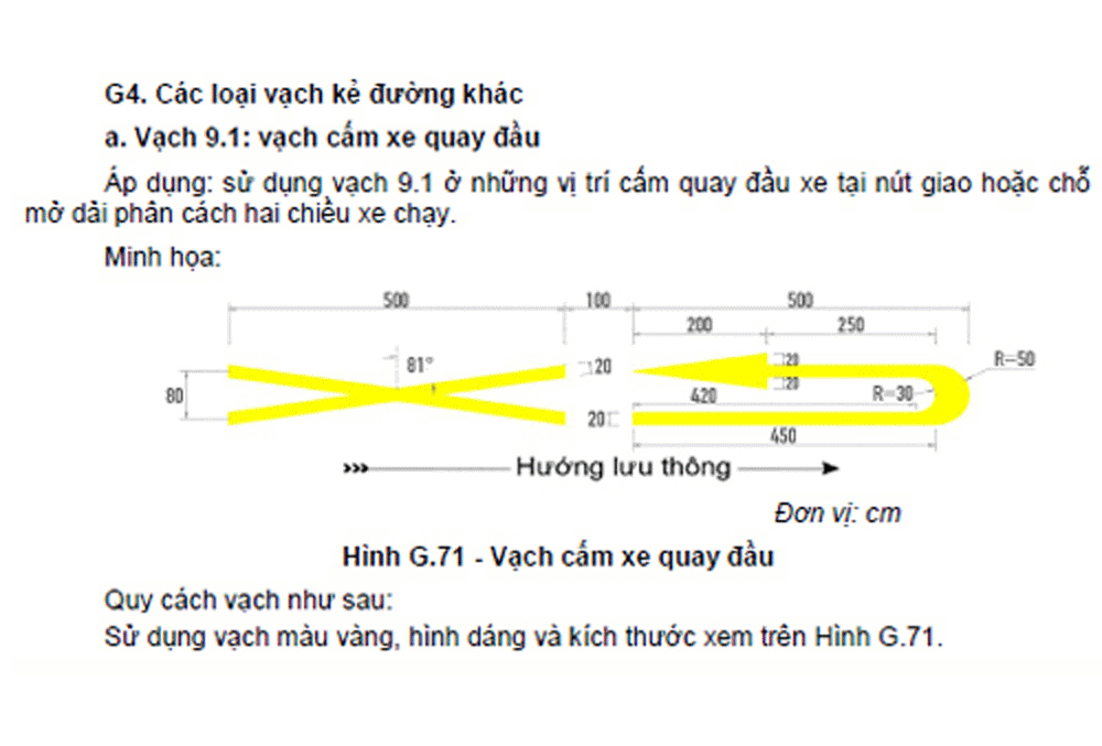 Vạch cấm xe quay đầu
