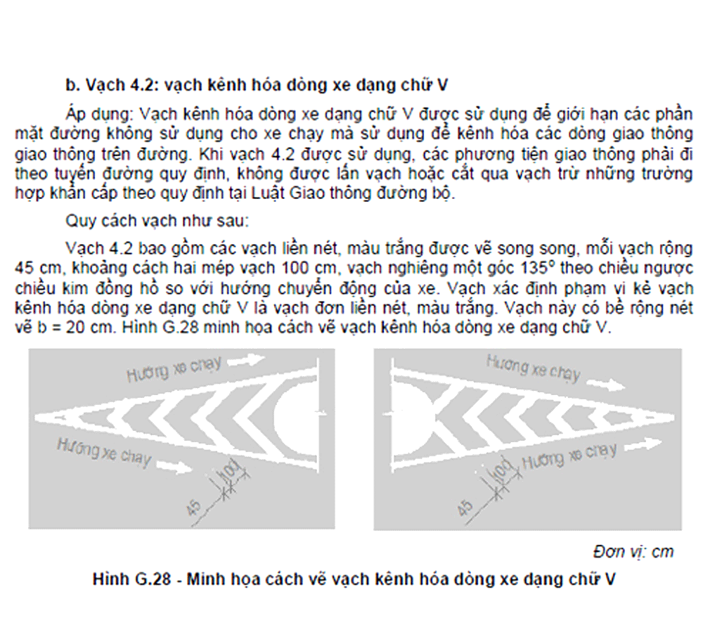 Vạch kênh hóa các dòng xe dạng chữ V