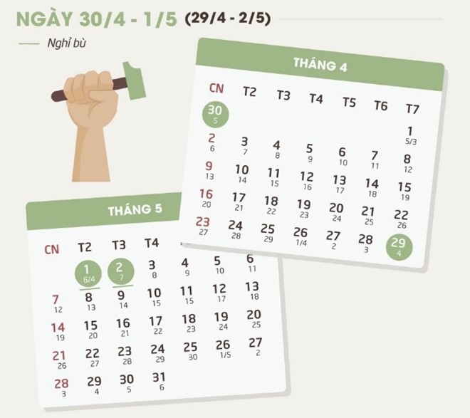 Cong chuc, vien chuc duoc nghi 4 ngay trong dip le 30/4 – 1/5 hinh anh 1