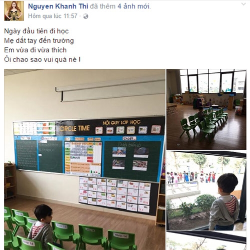 khanh thi khoe anh con trai ngay dau di hoc, ai cung giat minh voi bang hoc phi - 1