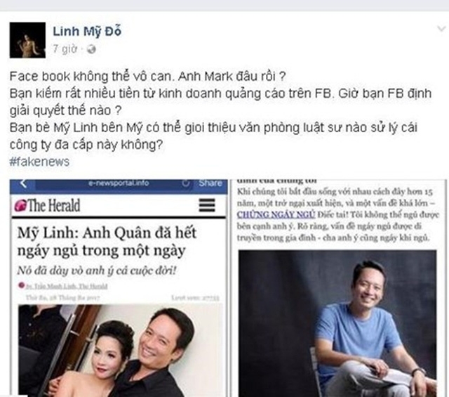 Ca sĩ Mỹ Linh bức xúc chia sẻ vụ việc bị lợi dụng hình ảnh.