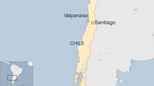 Vị trí thành phố Valparaiso, Chile. Đồ họa: BBC.