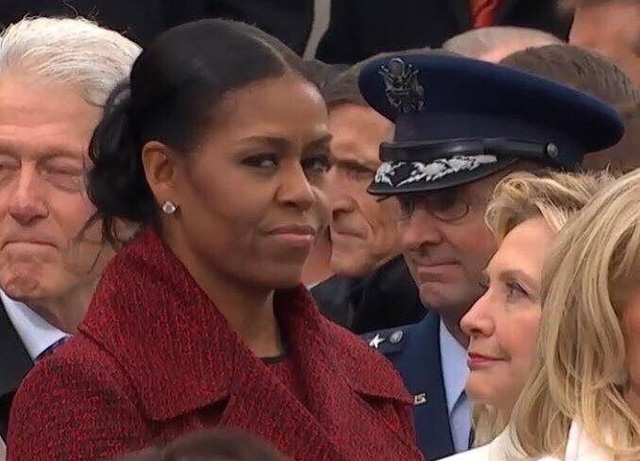  Cựu Đệ nhất phu nhân Mỹ Michelle Obama trong lễ tuyên thệ nhậm chức hôm 20/1 của Tổng thống Donald Trump. (Ảnh: Twitter) 