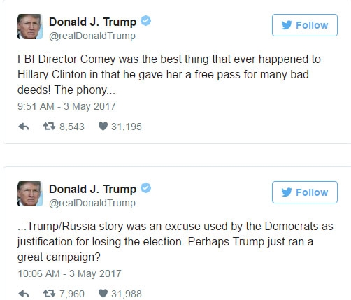  Ông Trump ngay lập tức đáp trả bà Clinton trên mạng xã hội Twitter 