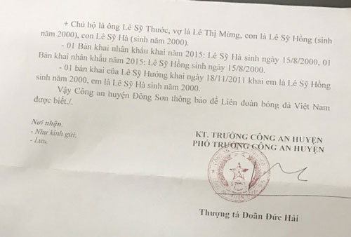 chinh thuc xac dinh tuoi that cua hai cau thu u15 ha noi hinh anh 2