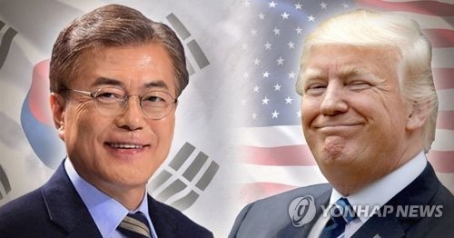  Tổng thống Hàn Quốc Moon Jae-in và Tổng thống Mỹ Donald Trump (Ảnh: Yonhap) 