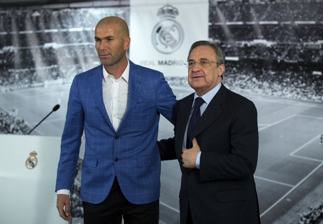 Chủ tịch Real Madrid Perez rất hài lòng với Zidane /// AFP