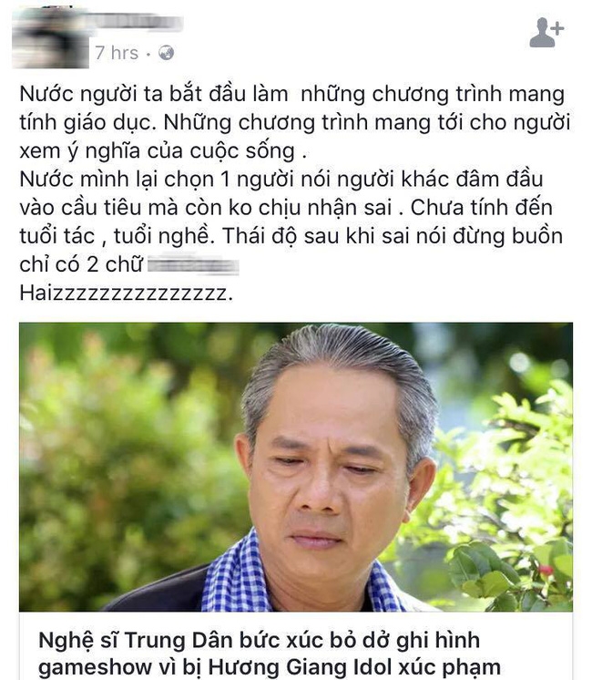 Khán giả phản ứng gay gắt khi nghệ sĩ Trung Dân bị Hương Giang xúc phạm - Ảnh 2.