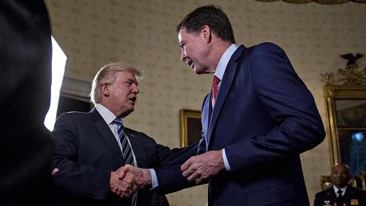 Tổng thống Mỹ Donald Trump và Giám đốc FBI bị sa thải James Comey. (Ảnh: New York Times) 