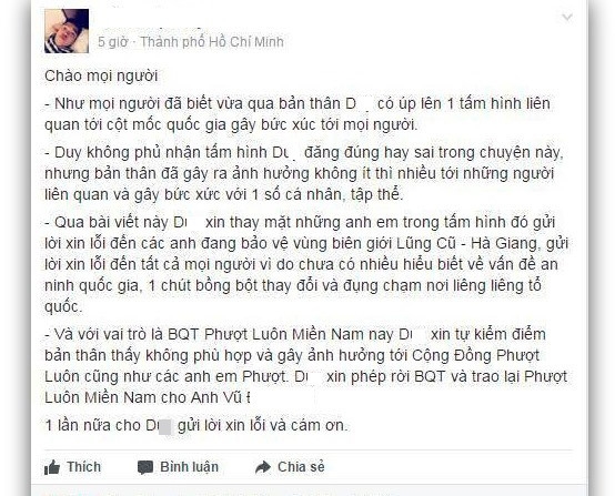 Chang trai nhan sua cot moc bien gioi o Ha Giang dang loi xin loi hinh anh 1