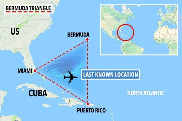  Chiếc máy bay mất tích gần khu vực Tam giác quỷ Bermuda. (Ảnh: The Sun) 