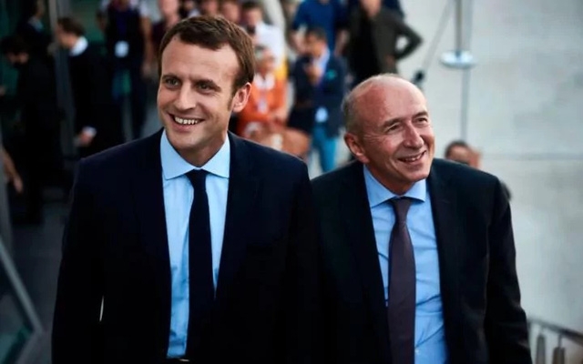 Tổng thống Macron và tân Bộ trưởng Nội vụ Gerald Collomb (Ảnh: AFP)