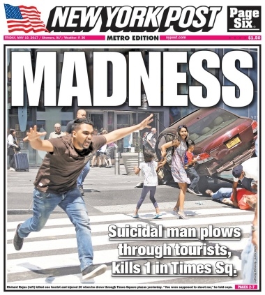 Hình ảnh Guerin chụp được đăng lên trang bìa New York Post. Ảnh: Twitter