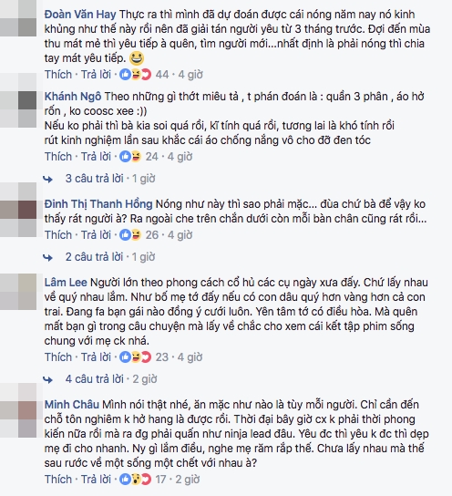 Một số bình luận của cư dân mạng về chuyện gặp phải mẹ của bạn trai khi đang mặc áo hai dây quần đùi