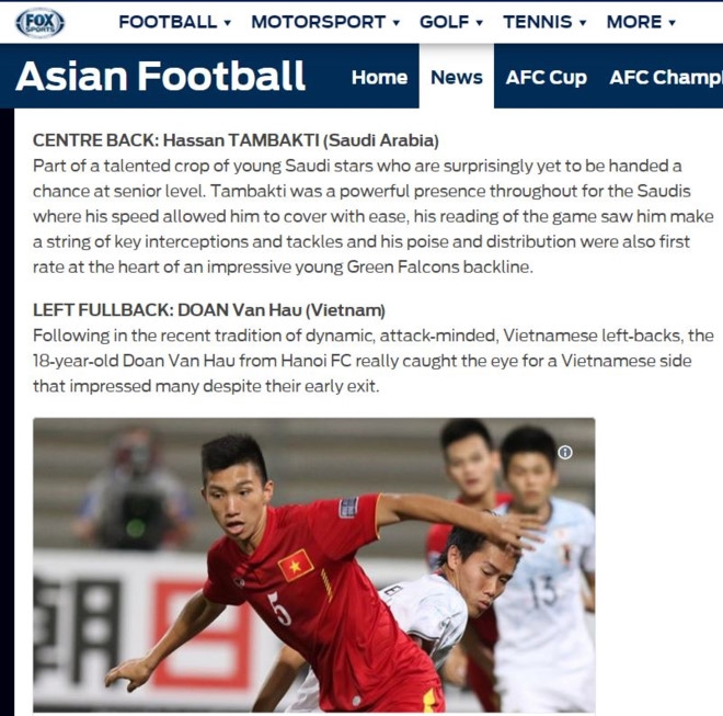 Doan Van Hau vao doi hinh tieu bieu chau A o U20 World Cup hinh anh 1