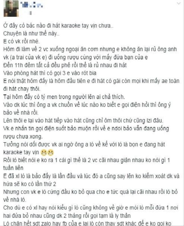 Tự thú gây bão của ông chồng đi hát karaoke “tay vịn” bị anh vợ “hớt lẻo”, suýt tan cửa nát nhà - Ảnh 2.