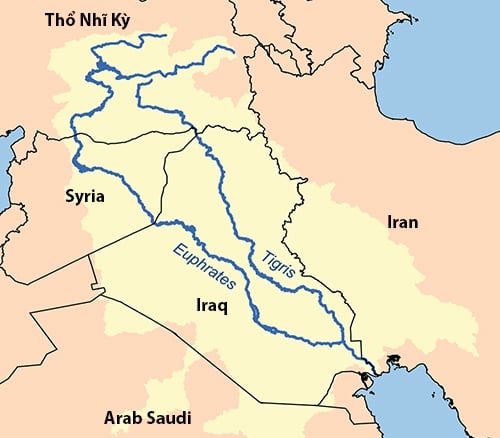 Vị trí sông Euphrates. Đồ họa: Wikipedia.