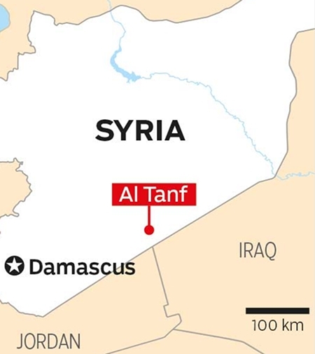 Vị trí căn cứ al-Tanaf. Đồ họa: Gulf News.