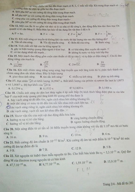 De thi, bai giai mon Vat ly THPT quoc gia 2017 hinh anh 2
